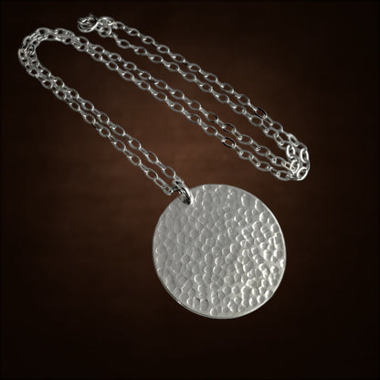 Hammered Sterling Silver Disc Necklace | Minimalist and Timeless