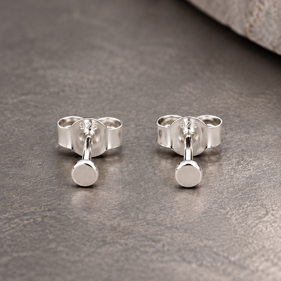 2mm Oxidised Sterling Silver Stud Earrings - Tiny Unisex Studs
