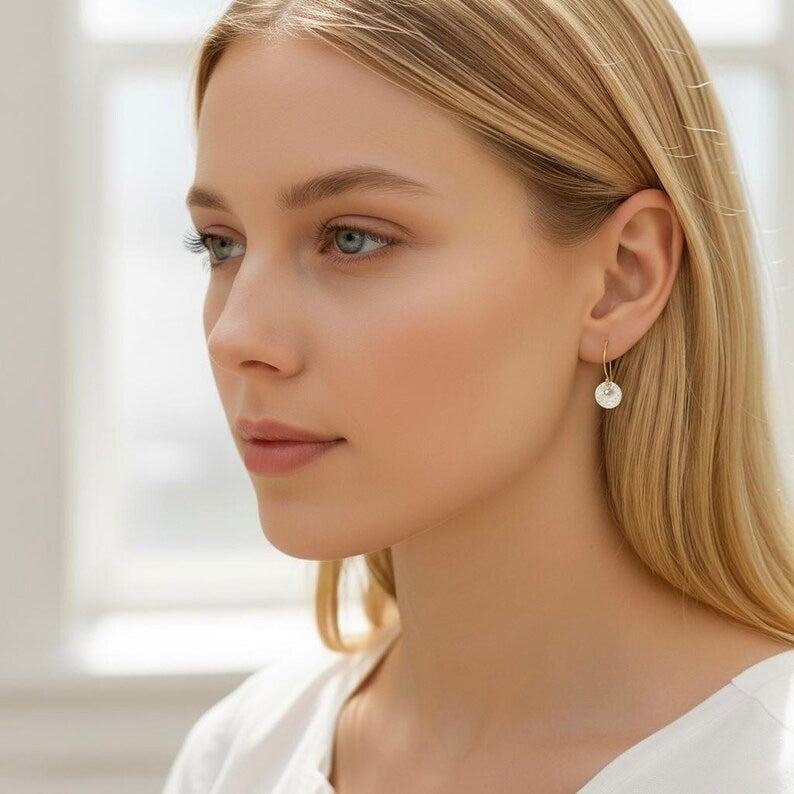 Gold vermeil, sterling silver disc and ball earrings.