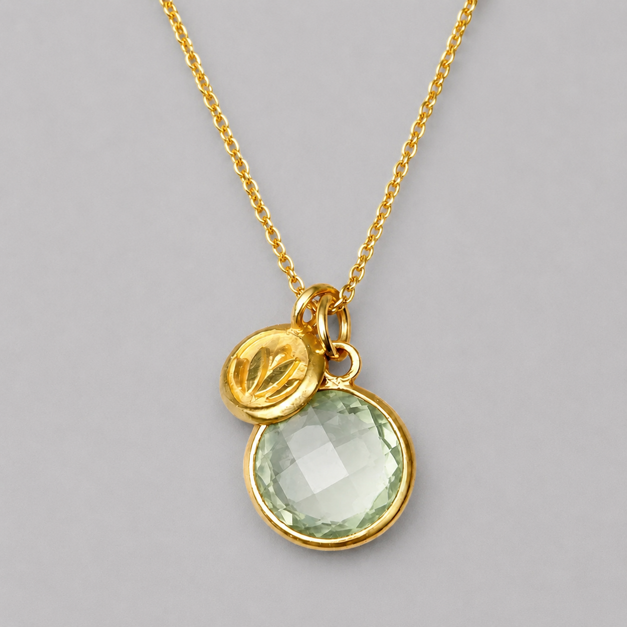 Green Amethyst Lotus Necklace | 24k Gold Vermeil | Sterling Silver