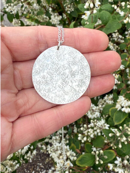 Large Hand-Hammered Sterling Silver Disc Necklace