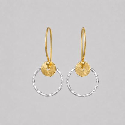 Sterling silver twisted circle earrings.