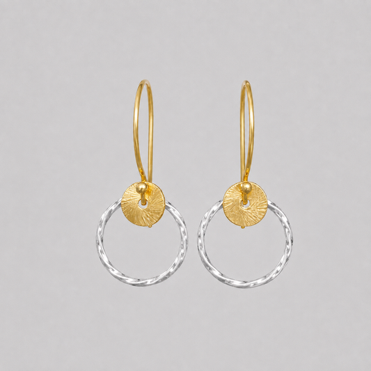 Sterling silver twisted circle earrings.