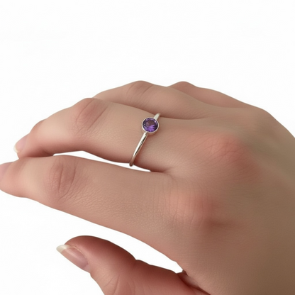 Handmade Sterling Silver Amethyst Ring: February Birthstone