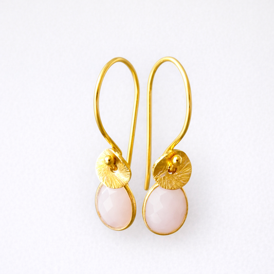 24k gold vermeil opal earrings. October birthstone earrings.