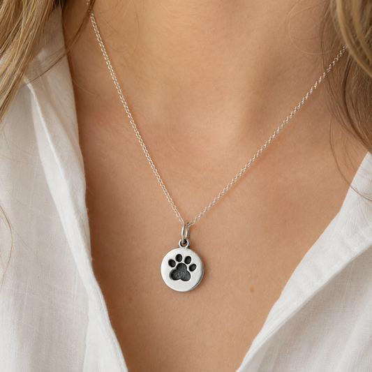 Sterling Silver Paw Print Necklace