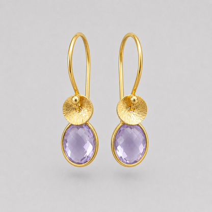 Amethyst February birthstone 24k gold vermeil earrings.