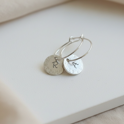 Personalised Sterling Silver Initial Hoop Earrings