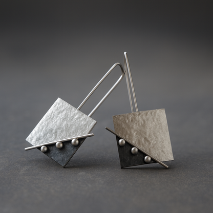 Sterling Silver Square Drop Earrings