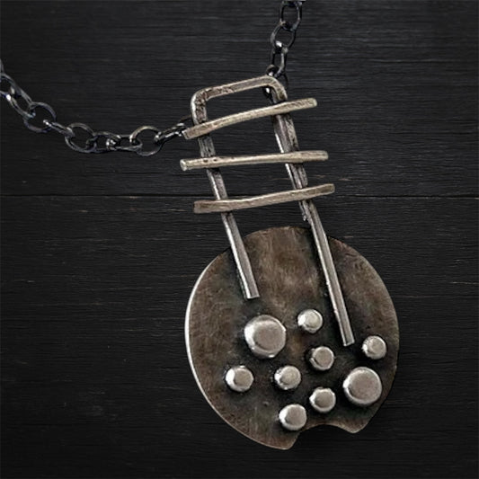 Artisan oxidised rustic sterling silver necklace.