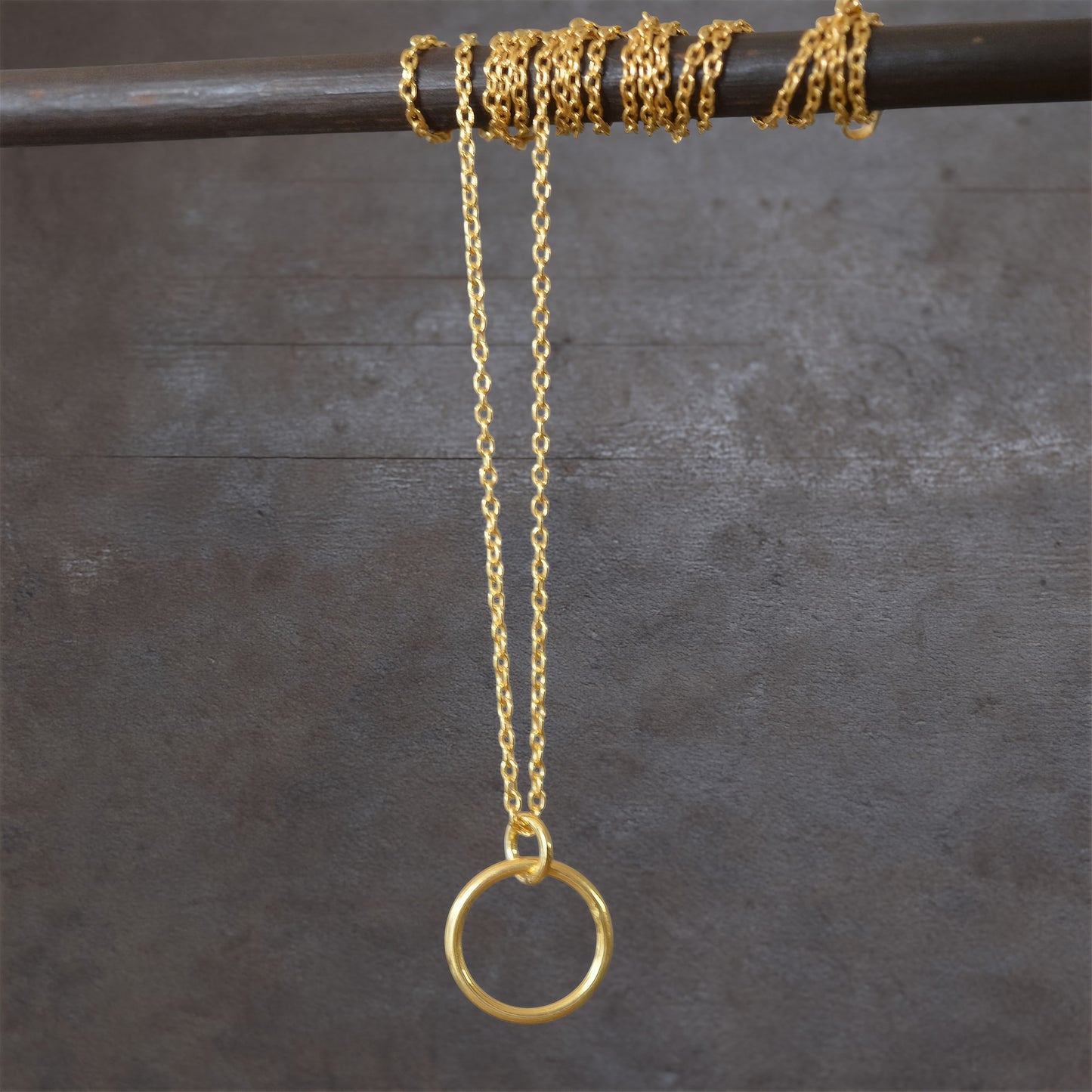 Minimalist 24k gold vermeil circle necklace.