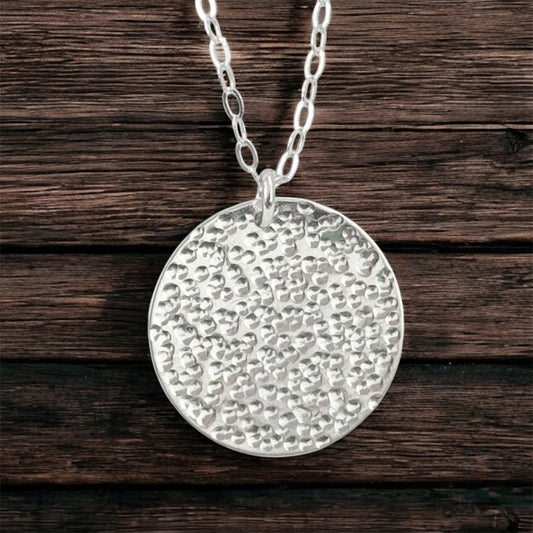 Hammered Sterling Silver Disc Necklace | Minimalist and Timeless