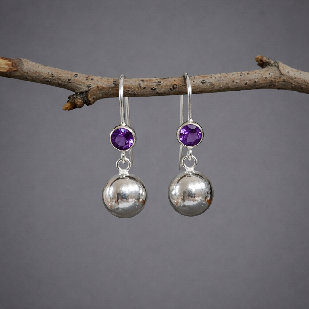 Sterling Silver Gemstone Dangle Earrings Amethyst Citrine Garnet Peridot