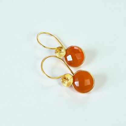 Carnelian Gemstone Earrings in Gold Vermeil
