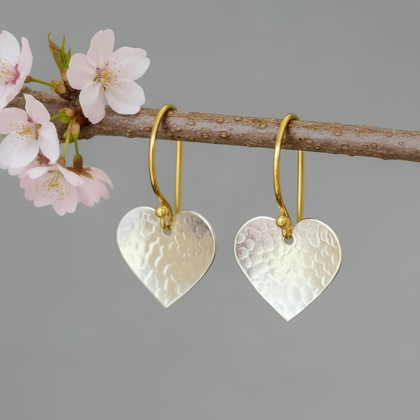 Two Tone Heart Dangle Earrings.