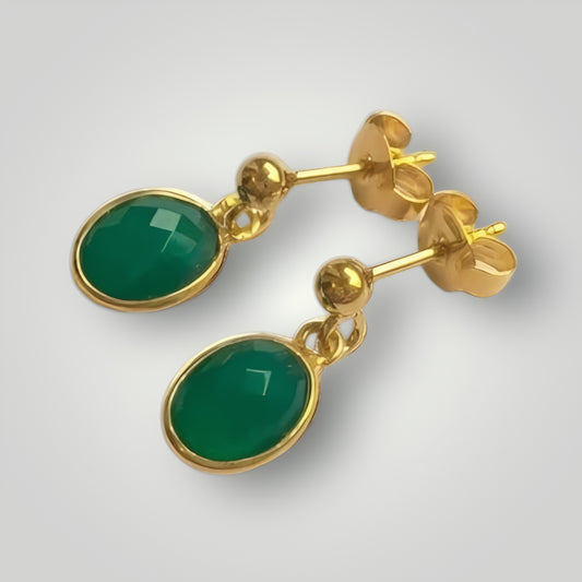 24k Gold Vermeil Green Onyx Drop Earrings
