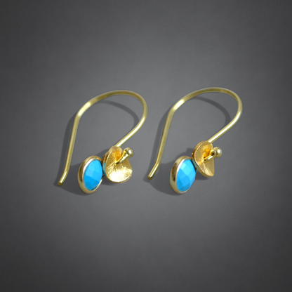 24k gold vermeil and turquoise earrings. December birthstone earrings.