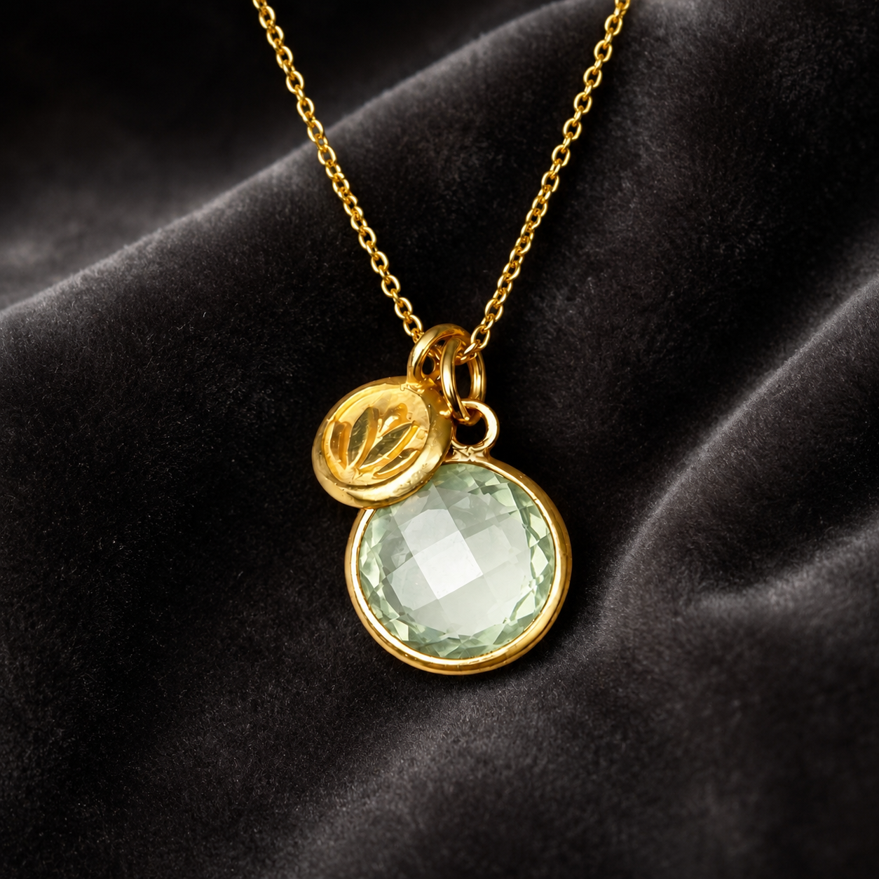 Green Amethyst Lotus Necklace | 24k Gold Vermeil | Sterling Silver