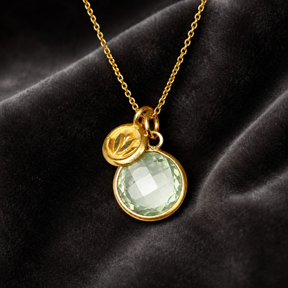 Green Amethyst Lotus Necklace | 24k Gold Vermeil | Sterling Silver