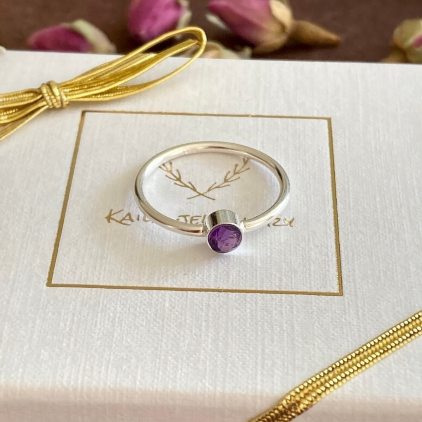 Handmade Sterling Silver Amethyst Ring: February Birthstone
