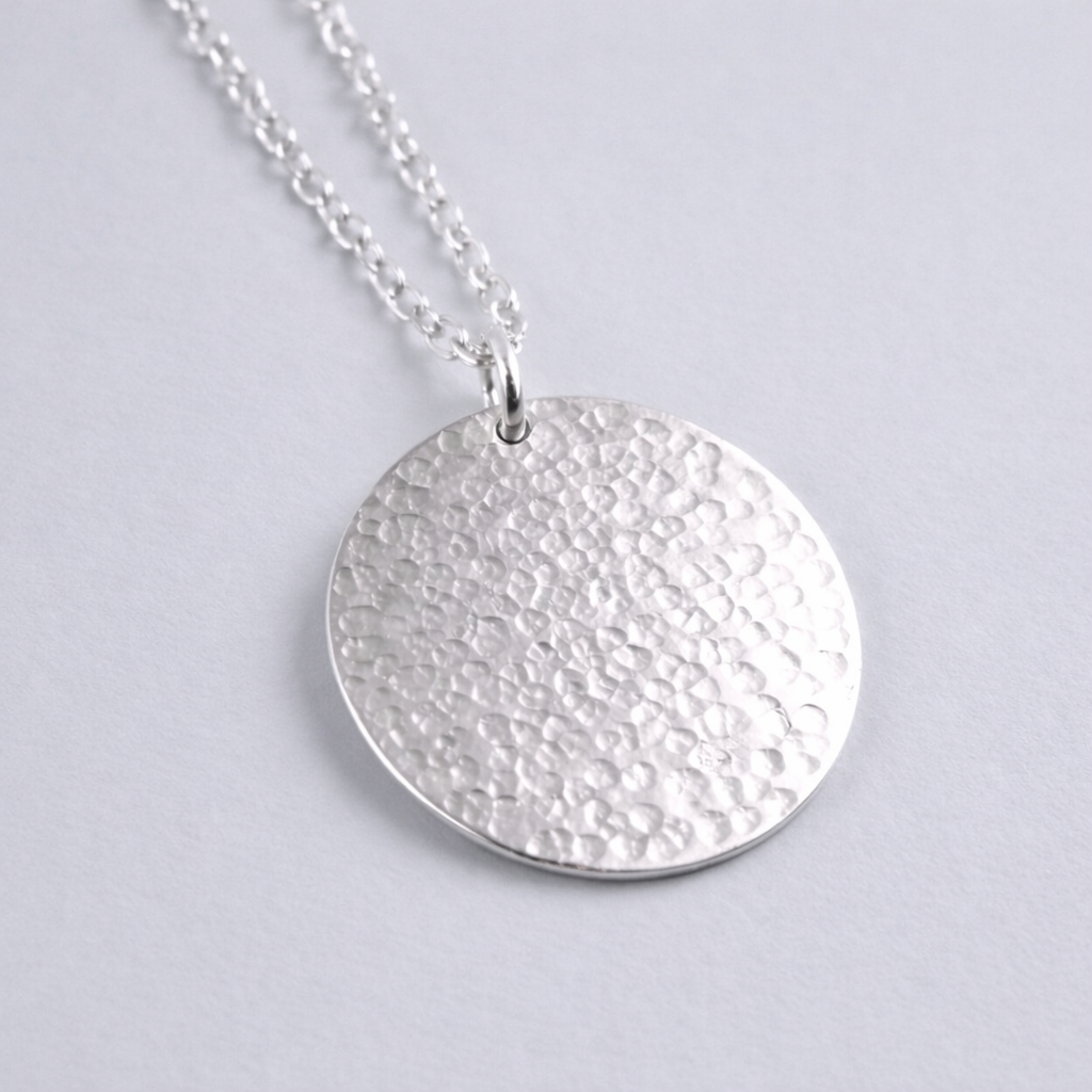 Hammered Sterling Silver Disc Necklace | Minimalist and Timeless