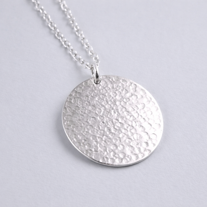 Hammered Sterling Silver Disc Necklace | Minimalist and Timeless