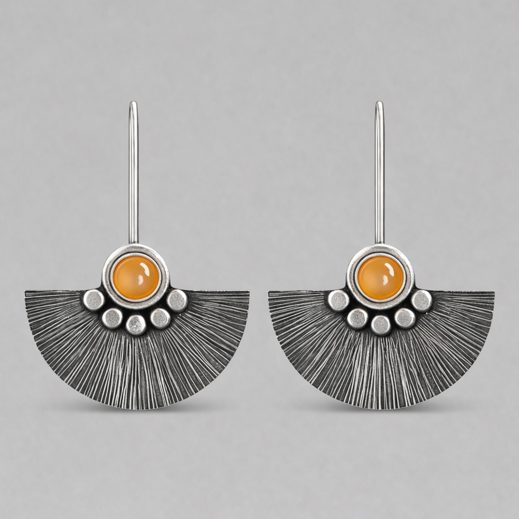 Moonstone sterling silver fan earrings.