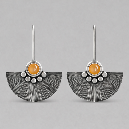 Moonstone sterling silver fan earrings.