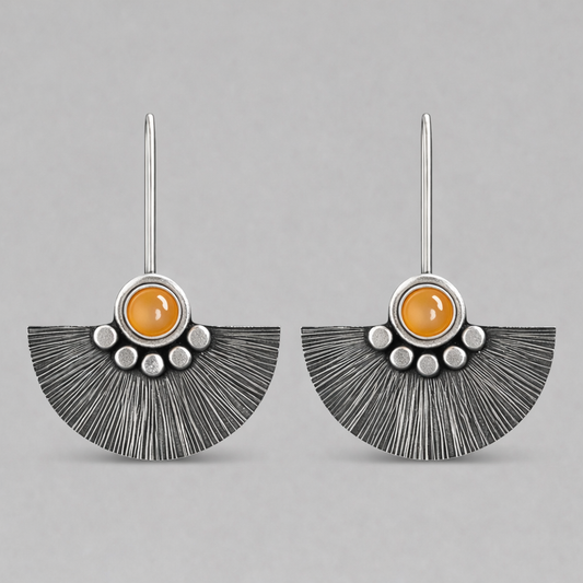 Moonstone sterling silver fan earrings.