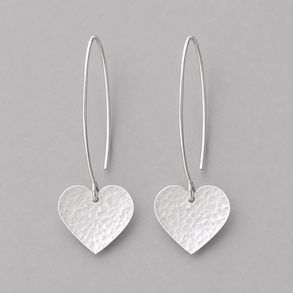 Sterling silver dangle heart earrings