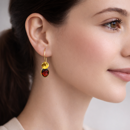 24k gold vermeil and garnet earrings.