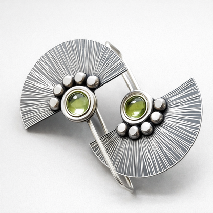 Peridot Sterling Silver Fan Earrings.