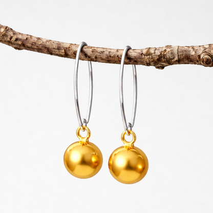 Gold Vermeil 10mm Ball Dangle Earrings 925 Sterling Silver Minimalist Drop Earrings