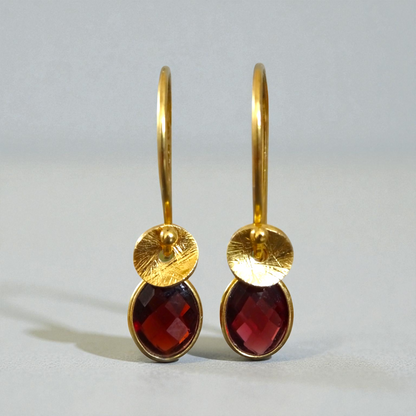 24k gold vermeil and garnet earrings.
