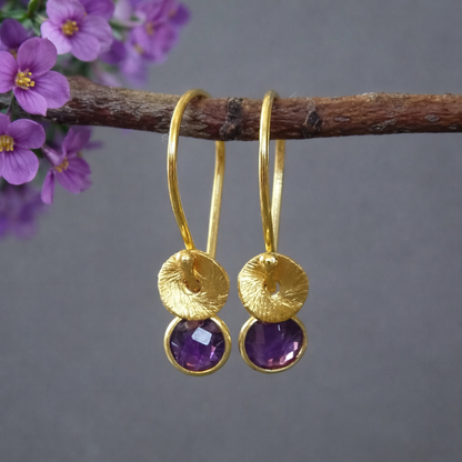 24k gold vermeil and amethyst earrings.
