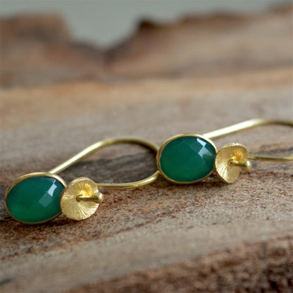 24k gold vermeil and green onyx earrings.