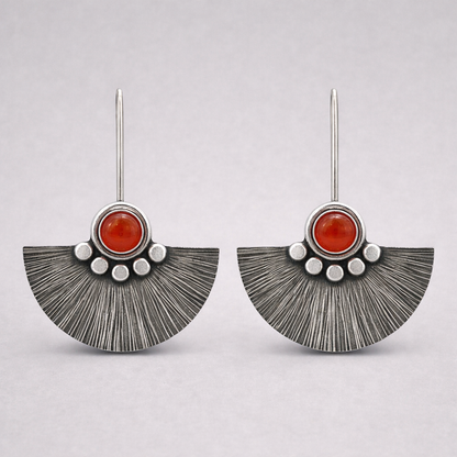 Carnelian sterling silver fan earrings.
