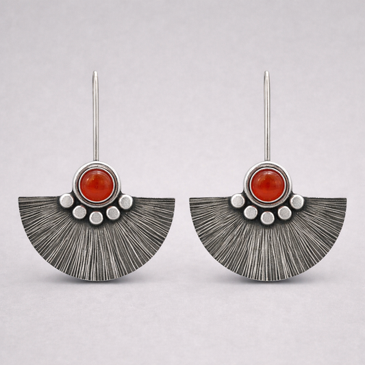 Carnelian sterling silver fan earrings.