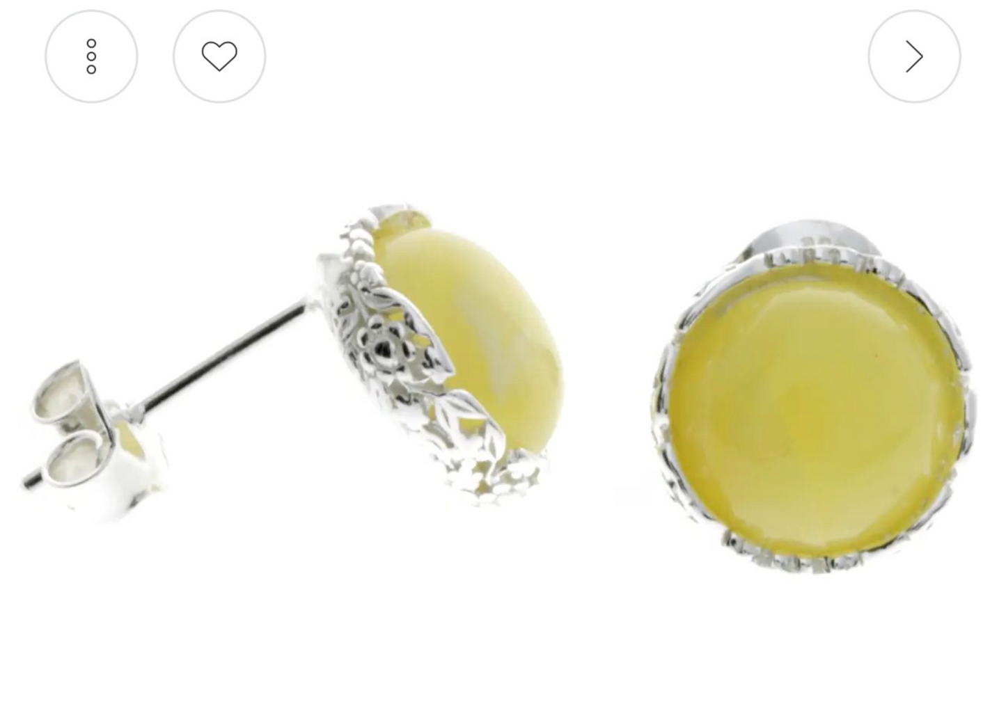 Honey Baltic Amber Stud Earrings – Round Amber in 925 Sterling Silver