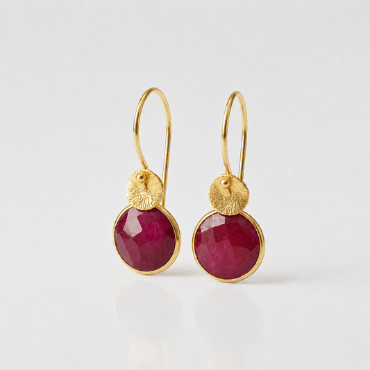 Gold Vermeil Ruby Earrings, July Birthstone Red Gemstone