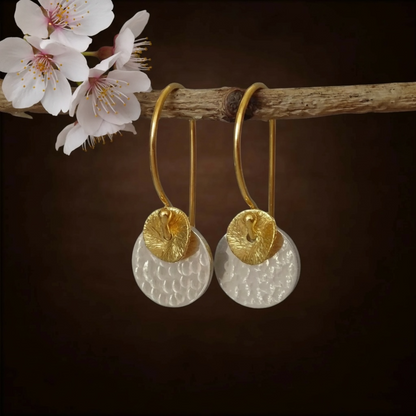 Two tone disc earrings