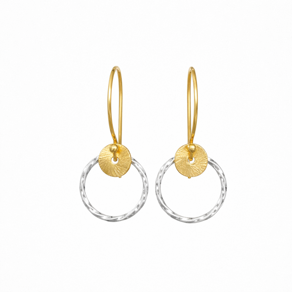 Sterling silver twisted circle earrings.