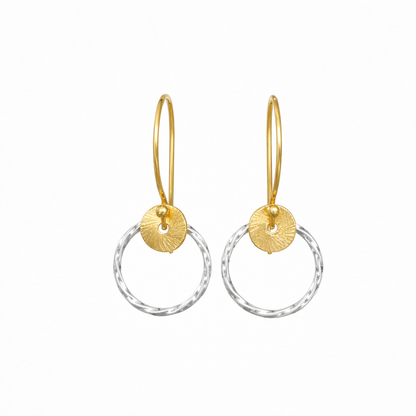 Sterling silver twisted circle earrings.