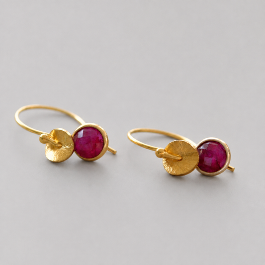 Gold Vermeil Ruby Drop Earrings