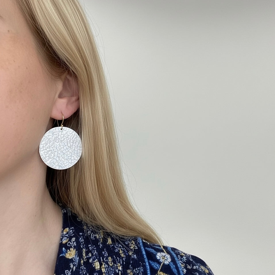 Large textured sterling silver earrings