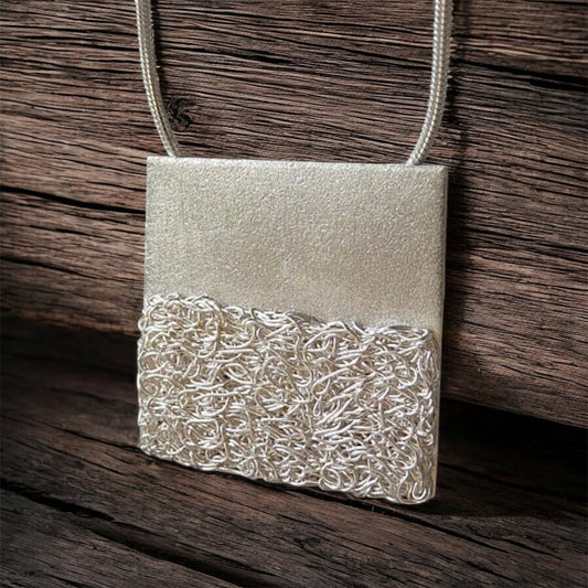 Sterling silver and fine silver contemporary necklace. MADE TO ORDER.