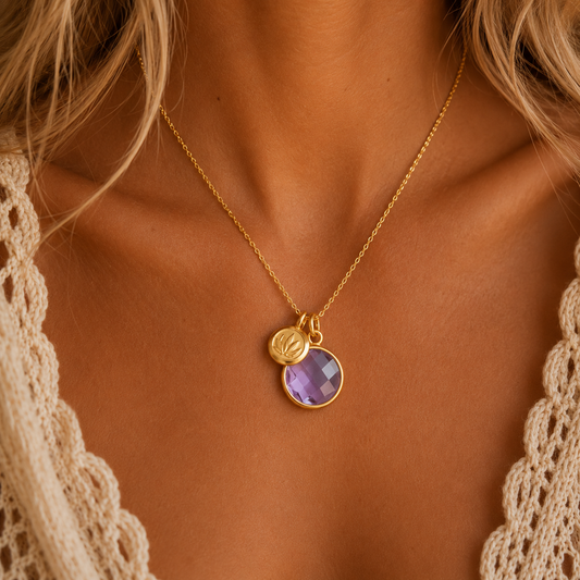 Lilac Amethyst Lotus Necklace | 24k Gold Vermeil | Sterling Silver