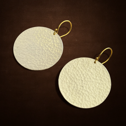 Large textured sterling silver earrings