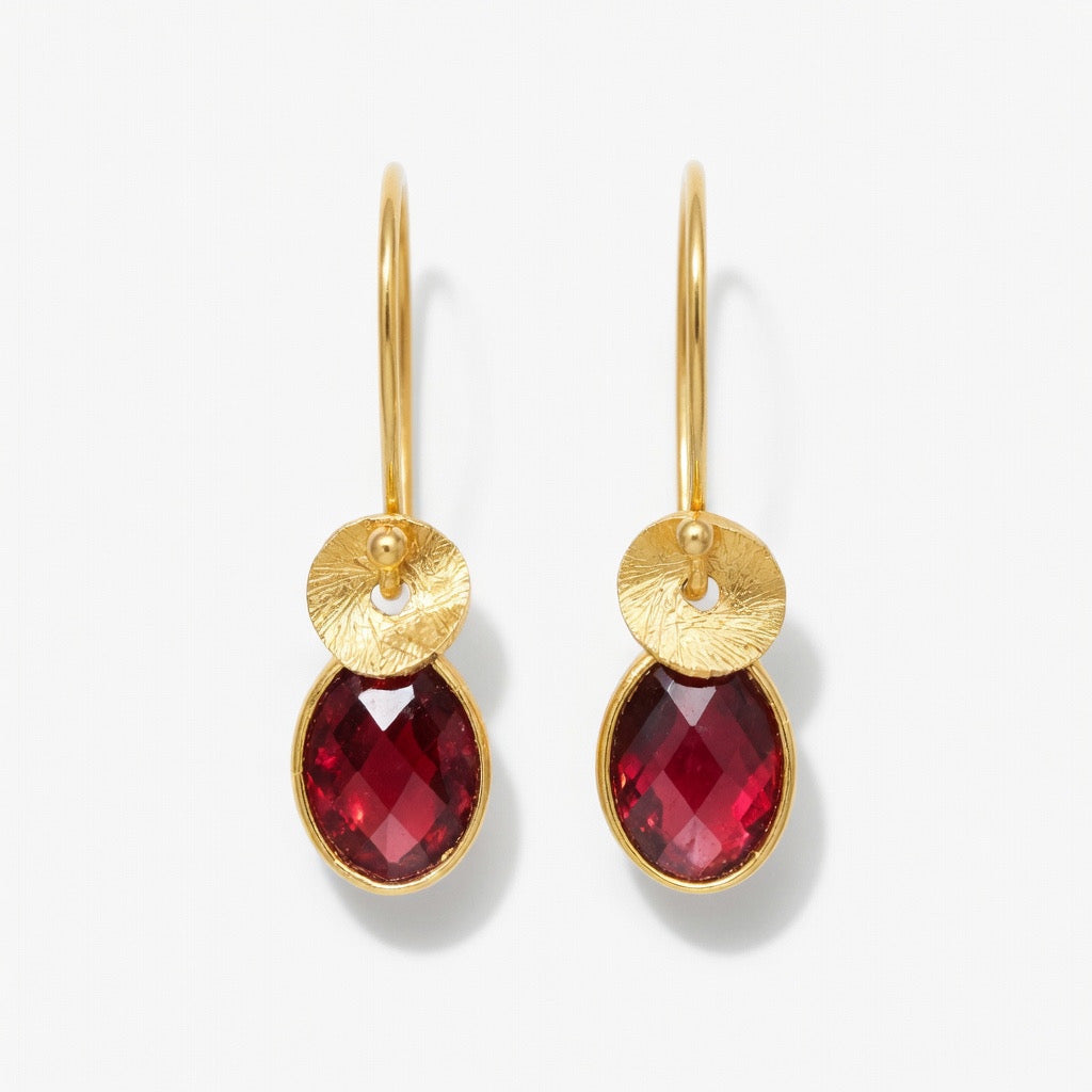 24k gold vermeil and garnet earrings.
