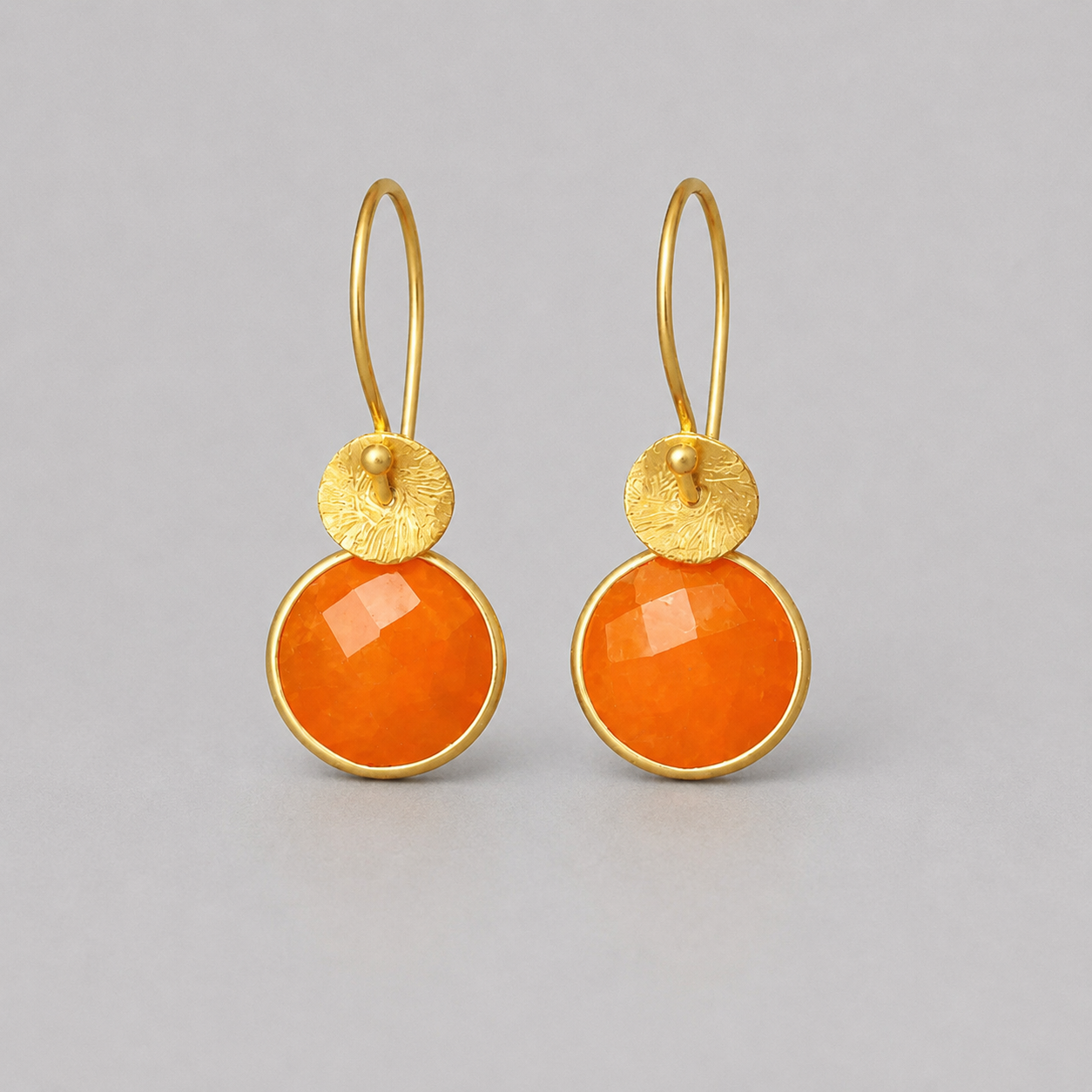Carnelian Gemstone Earrings in Gold Vermeil